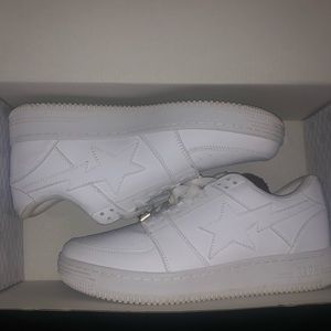 All white bape shoes size 10